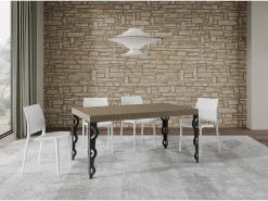 Mesa extensible 160/264x90 cm Karamay gris paloma patas antracita