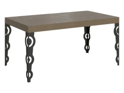 Mesa extensible 160/264x90 cm Karamay gris paloma patas antracita