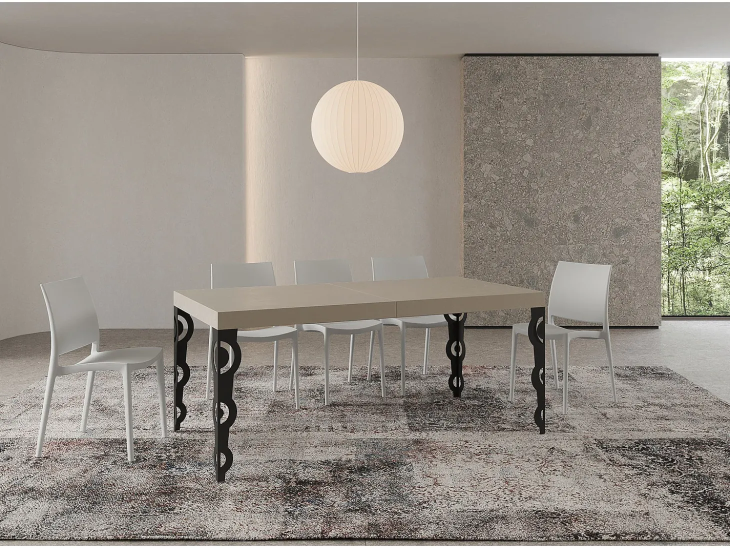Mesa extensible 200/304x90 cm Karamay cachemira patas antracita