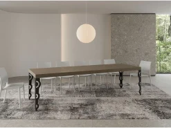Mesa extensible 90x180/284 cm Karamay Premium gris paloma patas antracita