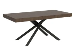 Mesa extensible 200/304x90 cm Karida efecto madera nogal patas antracita