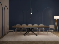 Mesa extensible 200/304x90 cm Karida efecto madera nogal patas antracita