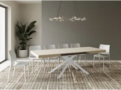 Mesa extensible 140/224x80 cm Karida cachemira patas blancas