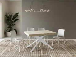Mesa extensible 140/224x80 cm Karida cachemira patas blancas