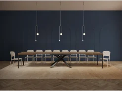 Mesa extensible 180/440x90 cm Karida nogal patas antracita