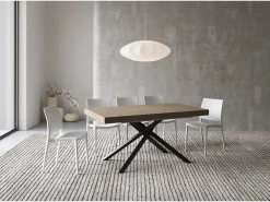 Mesa extensible 160/244x80 cm Karida gris paloma patas antracita