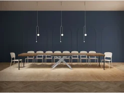 Mesa extensible 180/440x90 cm Karida nogal patas blancas