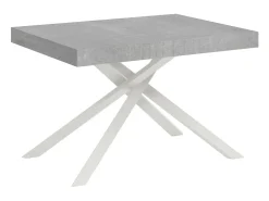 Mesa extensible 130/234x90 cm Karida cemento patas blancas
