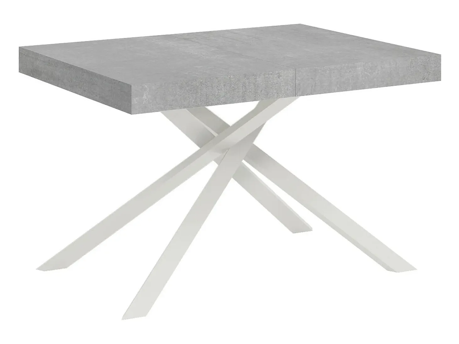 Mesa extensible 130/234x90 cm Karida cemento patas blancas