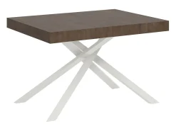 Mesa extensible 120/204x80 cm Karida nogal patas blancas
