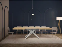 Mesa extensible 180/440x90 cm Karida roble natural patas blancas