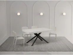 Mesa extensible 140/400x90 cm Karida fresno blanco patas antracita