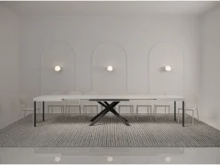 Mesa extensible 140/400x90 cm Karida fresno blanco patas antracita