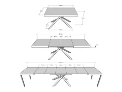 Mesa extensible 140/400x90 cm Karida fresno blanco patas antracita