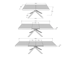 Mesa extensible 180/284x90 cm Karida cemento patas blancas