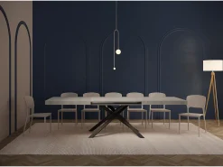 Mesa extensible 160/244x80 cm Karida cemento patas blancas