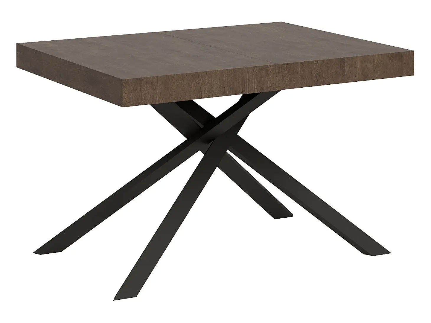 Mesa extensible 120/204x80 cm Karida nogal patas antracita