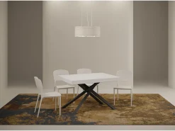 Mesa extensible 120/380x90 cm Karida fresno blanco patas antracita