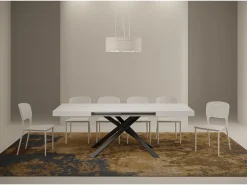 Mesa extensible 120/380x90 cm Karida fresno blanco patas antracita