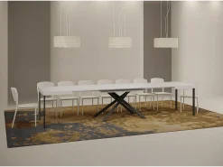 Mesa extensible 120/380x90 cm Karida fresno blanco patas antracita