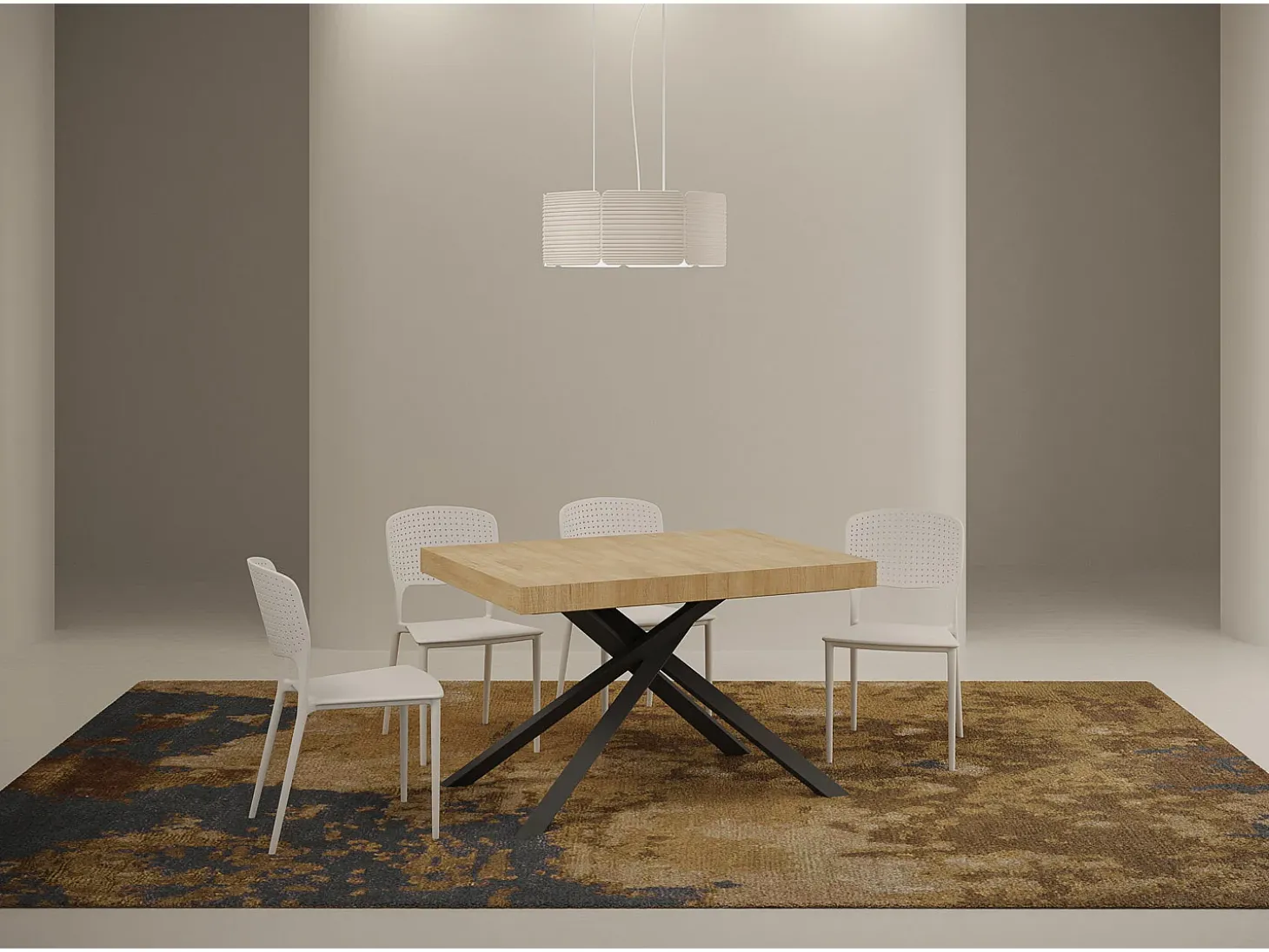 Mesa extensible 130/234x90 cm Karida roble natural patas antracita