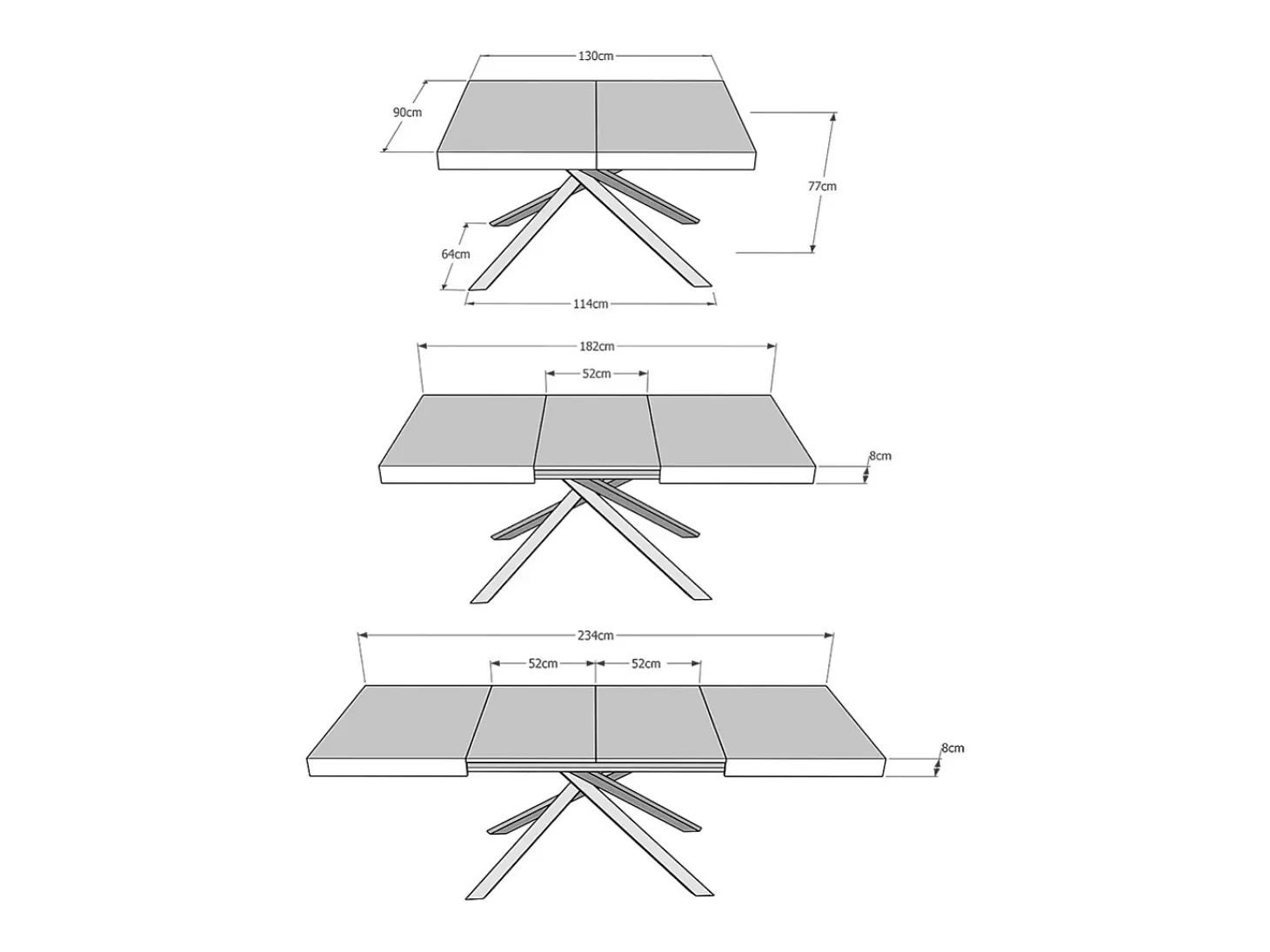Mesa extensible 130/234x90 cm Karida roble natural patas antracita