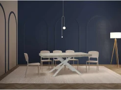 Mesa extensible 180/440x90 cm Karida cemento patas blancas