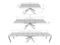 Mesa extensible 180/440x90 cm Karida cemento patas blancas