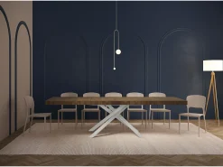 Mesa extensible 180/284x90 cm Karida Premium nogal patas blancas