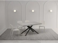 Mesa extensible 140/244x90 cm Karida Premium cemento patas antracita
