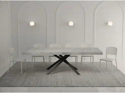 Mesa extensible 140/244x90 cm Karida Premium cemento patas antracita