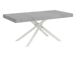 Mesa extensible 200/460x90 cm Karida efecto cemento patas blancas