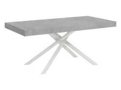 Mesa extensible 200/460x90 cm Karida efecto cemento patas blancas