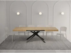 Mesa extensible 140/244x90 cm Karida roble natural patas antracita
