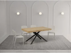 Mesa extensible 140/244x90 cm Karida roble natural patas antracita