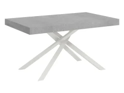 Mesa extensible 140/224x80 cm Karida cemento patas blancas