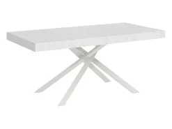 Mesa extensible 200/460x90 cm Karida efecto madera fresno blanco patas blancas