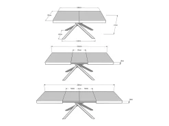 Mesa extensible 160/264x90 cm Karida cemento patas antracita