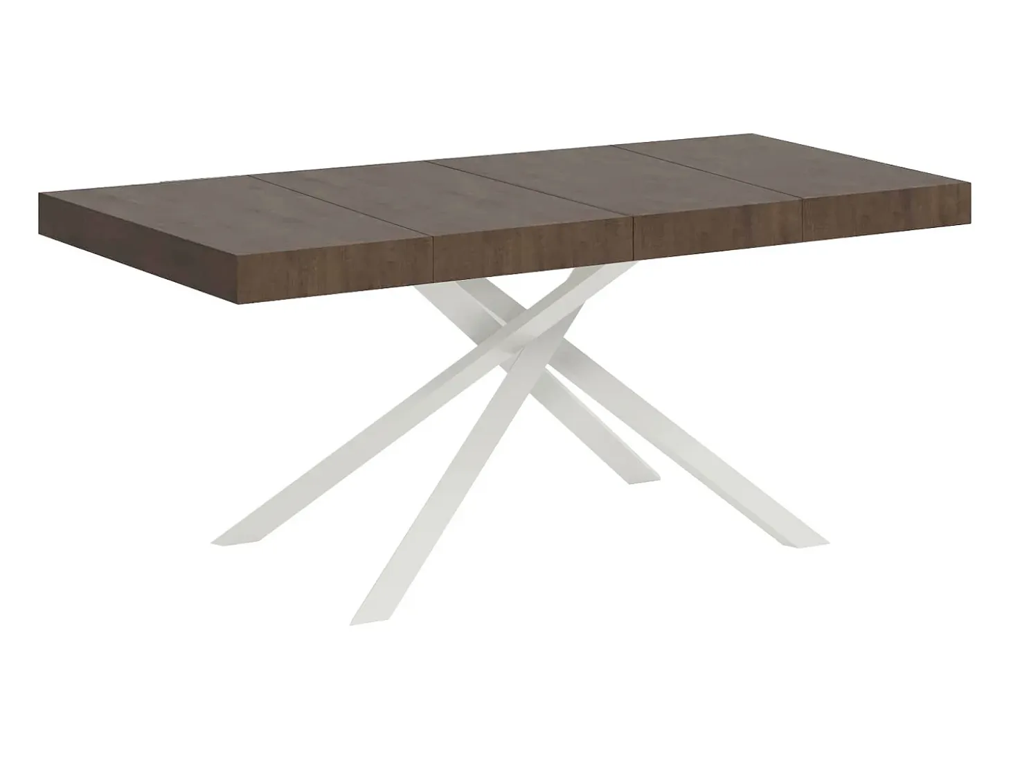 Mesa extensible 160/264x90 cm Karida Premium nogal patas blancas
