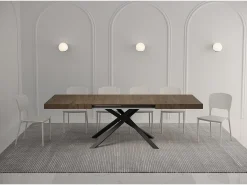 Mesa extensible 140/400x90 cm Karida nogal patas antracita