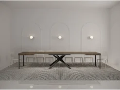 Mesa extensible 140/400x90 cm Karida nogal patas antracita