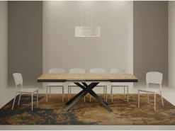 Mesa extensible 120/224x90 cm Karida Evolution roble natural estructura et patas antracita