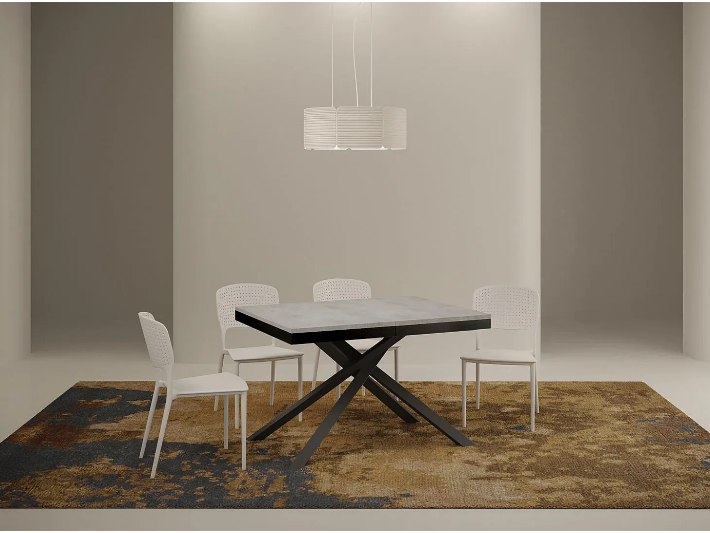 Mesa extensible 120/224x90 cm Karida Evolution cemento estructura et patas antracita