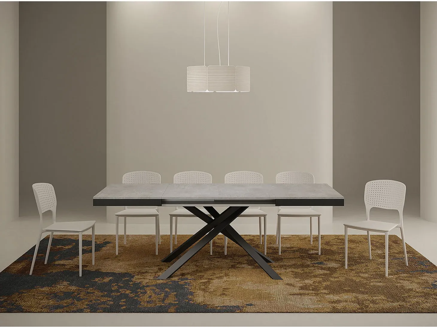 Mesa extensible 120/224x90 cm Karida Evolution cemento estructura et patas antracita