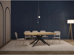 Mesa extensible 200/304x90 cm Karida efecto madera roble natural patas antracita