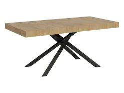 Mesa extensible 200/304x90 cm Karida efecto madera roble natural patas antracita
