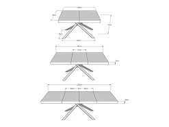 Mesa extensible 130/234x90 cm Karida Premium cemento patas blancas