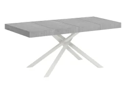Mesa extensible 130/234x90 cm Karida Premium cemento patas blancas