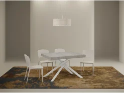 Mesa extensible 130/234x90 cm Karida Premium cemento patas blancas