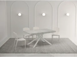Mesa extensible 160/264x90 cm Karida Premium cemento patas blancas